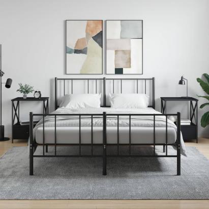 Noptiere, 2 buc., negru, 50x41x65 cm, lemn compozit GartenMobel Dekor