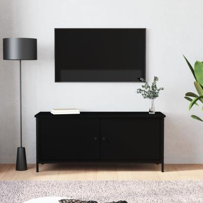 Comodă TV cu uși, negru, 102x35x45 cm, lemn prelucrat GartenMobel Dekor