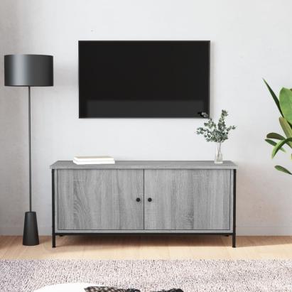 Comodă TV cu uși, gri sonoma, 102x35x45 cm, lemn prelucrat GartenMobel Dekor
