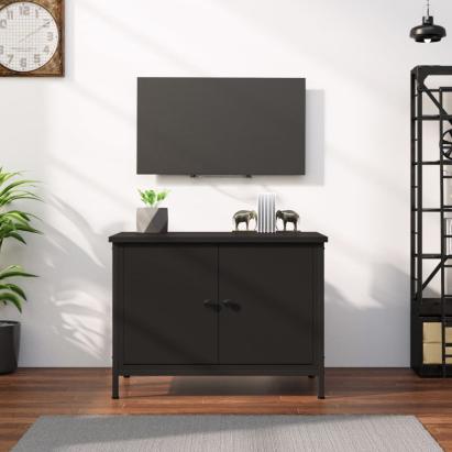 Comodă TV cu uși, negru, 60x35x45 cm, lemn prelucrat GartenMobel Dekor