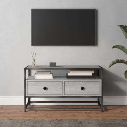 Comodă TV, gri sonoma, 80x35x45 cm, lemn prelucrat GartenMobel Dekor