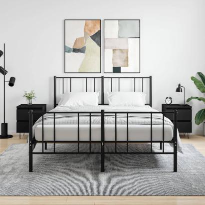 Noptiere, 2 buc., negru, 40x35x50 cm, lemn compozit GartenMobel Dekor