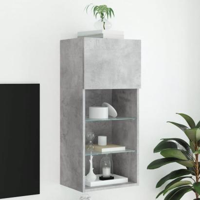 Comodă TV cu lumini LED, gri beton, 40,5x30x90 cm GartenMobel Dekor