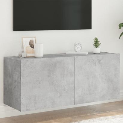 Comodă TV de perete cu lumini LED, gri beton, 100x35x41 cm GartenMobel Dekor