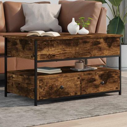 Măsuță de cafea stejar fumuriu 85x50x50 cm lemn prelucrat/metal GartenMobel Dekor