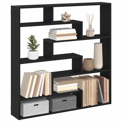Raft cubic de perete cu 7 compartimente negru lemn prelucrat GartenMobel Dekor