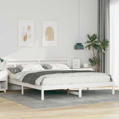 Cadru de pat cu headboard Alb 180 x 200 cm Lemn masiv de pin GartenMobel Dekor