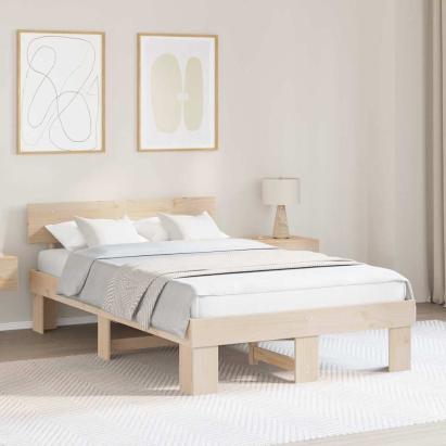 Cadru de pat cu headboard Maro 140 x 190 cm Lemn de brad solid GartenMobel Dekor