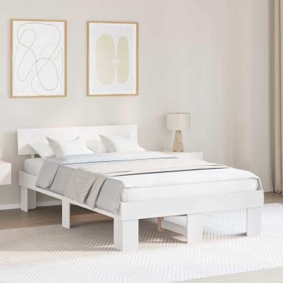 Cadru de pat cu headboard Alb 120 x 190 cm Lemn de brad solid GartenMobel Dekor