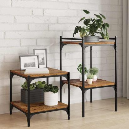 Set 4 plăci de raft - Lemn vechi - 40x40x1.5 cm - Din lemn prelucrat GartenMobel Dekor