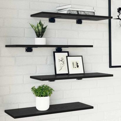 Plăci de raft din stejar negru - Set de 4, măsurând 60x20x1.5 cm, din lemn prelucrat rezistent. GartenMobel Dekor