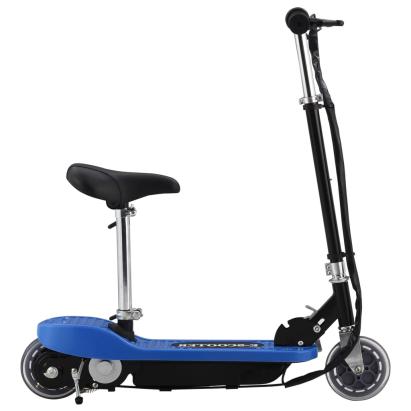 Trotinetă electrică cu șa, albastru, 120 W GartenMobel Dekor