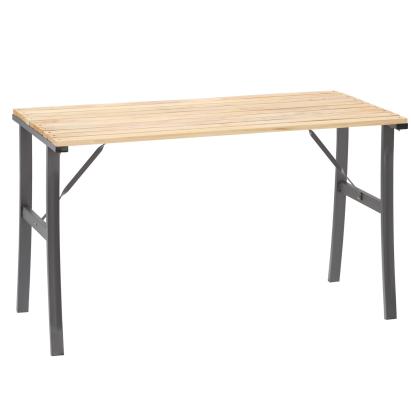 Masa de gradina cu cadru metalic si blat din lemn impregnat, 120x60x71 cm, natur Household NewTrend