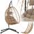 Leagan tip cuib suspendat, cu perna, cadru metalic si cos PE, 103x95x185 cm, maro Household NewTrend