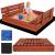 Lada nisip din lemn pliabila cu capac si bancute, 120x120x41 cm, maro Household NewTrend