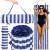 Saltea plaja pliabila din spuma EPE, cu maner si prindere, 180x60x1 cm, albastru cu dungi Household NewTrend