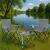 Set masa pliabila cu 2 scaune, structura metalica, husa transport, 47x47x45 cm, gri Household NewTrend