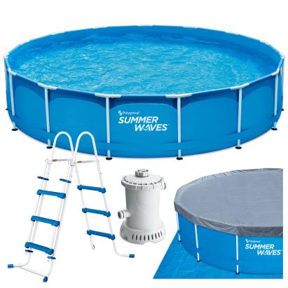 Piscina cadru metalic Summer Waves, 457×91 cm, 13.000 litri, cu toate accesoriile Household NewTrend