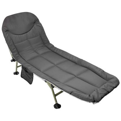 Pat camping turistic, pliabil, Deluxe cu spatar reglabil, maxim 150kg, 190x64x30 cm, gri Household NewTrend