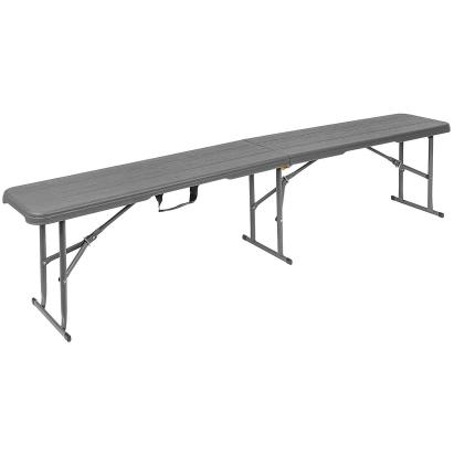 Banca pliabila, imitatie lemn, HDPE si otel, 183x28x43 cm, gri inchis Household NewTrend