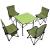 Set camping 5 in 1 cu masa si 4 scaune pliabile, structura otel si blat aluminiu, 53x52x50 cm, verde Household NewTrend