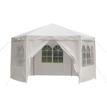 Pavilon gradina cu structura metalica, 6 pereti laterali detasabili, alb, 378x330x260 cm Household NewTrend