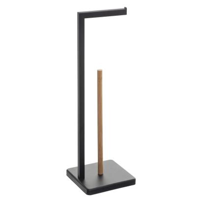 Suport hartie igienica 5Five Natureo, metal si bambus, 20x20x65 cm, negru Household NewTrend