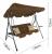 Leagan gradina 3 locuri 170x118x153 cm, cu perne, baldachin reglabil si masute laterale, structura otel, maro Household NewTrend
