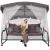Balansoar gradina 226x126x192 cm, 3 in 1 leagan, pat si relaxare, cu plasa anti-insecte, copertina reglabila, saltea si perne incluse, gri si maro Household NewTrend