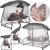 Balansoar gradina 226x126x192 cm, 3 in 1 leagan, pat si relaxare, cu plasa anti-insecte, copertina reglabila, saltea si perne incluse, gri si maro Household NewTrend
