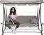 Leagan gradina 3 locuri cu baldachin reglabil, perne si suport pahare, 210x120x170 cm, gri Household NewTrend