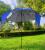 Umbrela plaja 3in1 215x205 cm, cu paravan lateral, fereastra si husa transport, material UV, albastru Household NewTrend