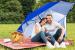 Umbrela plaja 3in1 215x205 cm, cu paravan lateral, fereastra si husa transport, material UV, albastru Household NewTrend