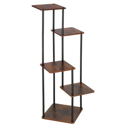 Suport pentru flori, 106x58 cm, negru/maro deschis – 5 rafturi, structura metalica, design modern Household NewTrend