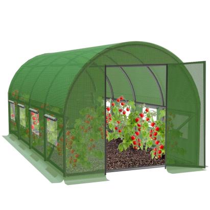 Sera de gradina, tip tunel cu cadru metalic, 300x600 cm, verde, 18 mp, usa cu cadru metalic Household NewTrend