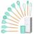 Set Sersimo 12 ustensile de bucatarie din silicon termorezistent si maner din bambus, verde Household NewTrend