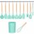 Set Sersimo 12 ustensile de bucatarie din silicon termorezistent si maner din bambus, verde Household NewTrend