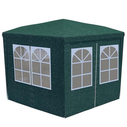Cort pavilion de gradina hexagonal, 200x200 cm, cu pereti laterali cu ferestre, impermeabil cu rezistenta UV, verde Household NewTrend