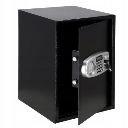 Seif electronic standard cu cifru si cheie, 350x500x360 mm, Otel, Negru Household NewTrend