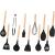 Set Sersimo 12 ustensile de bucatarie din silicon termorezistent si maner din bambus, negru Household NewTrend