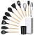 Set Sersimo 12 ustensile de bucatarie din silicon termorezistent si maner din bambus, negru Household NewTrend