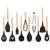 Set Sersimo 12 ustensile de bucatarie din silicon termorezistent si maner din bambus, negru Household NewTrend