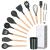 Set Sersimo 12 ustensile de bucatarie din silicon termorezistent si maner din bambus, gri Household NewTrend