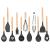 Set Sersimo 12 ustensile de bucatarie din silicon termorezistent si maner din bambus, gri Household NewTrend