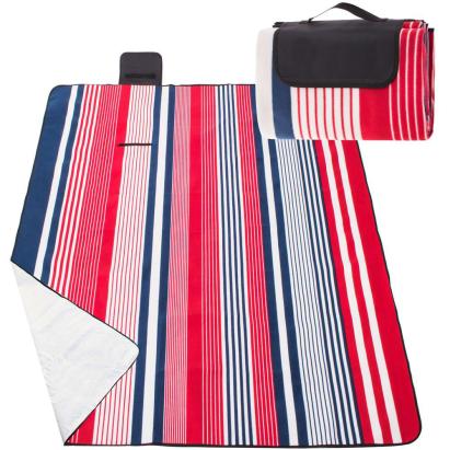 Patura pentru picnic sau plaja, cu folie izolatoare si maner, 160x200cm, albastru rosu Household NewTrend