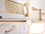Bucatarie din lemn pentru copii 100x68x29 cm, cu accesorii si efecte luminoase, stil retro, MDF si plastic, boho, crem Household NewTrend