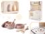 Bucatarie din lemn pentru copii 100x68x29 cm, cu accesorii si efecte luminoase, stil retro, MDF si plastic, boho, crem Household NewTrend