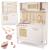 Bucatarie din lemn pentru copii 100x68x29 cm, cu accesorii si efecte luminoase, stil retro, MDF si plastic, boho, crem Household NewTrend