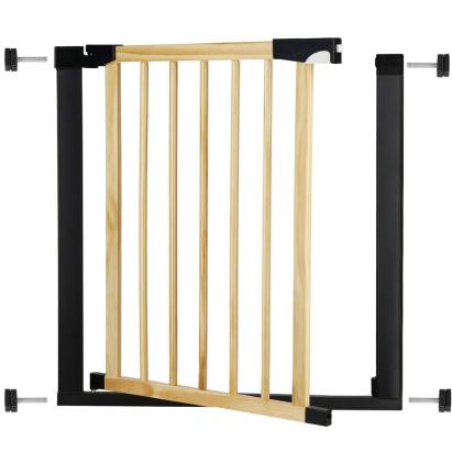 Poarta de siguranta Safety Gate pentru scari, ajustabila, din lemn cu structura otel, 75-82cm, negru maro Household NewTrend