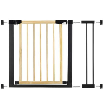 Poarta de siguranta Safety Gate pentru scari, ajustabila, din lemn cu structura otel, 89-96cm, negru maro Household NewTrend